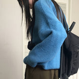 [Wool 10/6color] タムタムコージービビッドラウンドルーズフィット長袖ニット