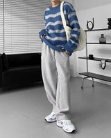オウンウェイルストライプモヘアニットウェア/OWN Weil Striped Mo hair knitwear (2 colors)
