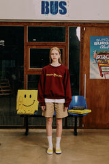 ベーシックラインロゴスウェットシャツ・バーガンディ［ユニセックス］ / Basic Line Logo Unisex Burgundy Sweat Shirt