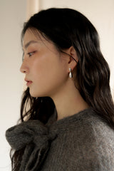 double tear earring - silver