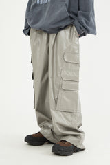 Light coating solid cargo banding pants