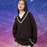 ボウクルラインVネックニット / Boucle line v neck knit