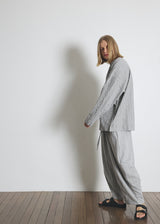 DOTTED-STRIPE BALLOON SWEAT PANTS (Gray) / ドットストライプバルーンスウェットパンツ