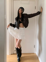 vintage leather zip-up