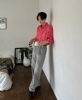 ソフトグレーワイドデニムパンツ/Soft Gray Wide Denim