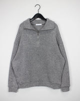 リブハーフジップアップニット / Ribbed Half Zip Up Knit (4color)