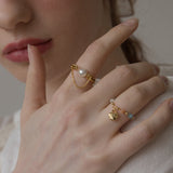 パールポイントドロップチェーンシュガーリング/Pearl point drop chain surgical ring