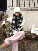 コーイングブラシチェックロングマフラースカーフ