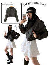 vintage leather zip-up