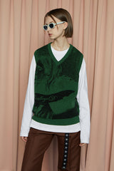 GRAPHIC KNIT VEST / GREEN