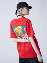 ハンバーガーTシャツ/[ENJOY YOUR MEAL] HAMBURGER 1/2 T-SHIRT_RED