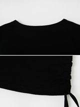 リボンシャーリング長袖Tシャツ(4color)