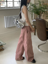 Tyra Pink Two Way Jogger Wide Cargo Pants