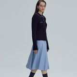 Embroidery collar knit top - Black (6674923094134)