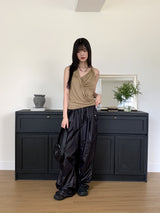 Cotyl Unfoot Wrap Shirring Draping Sleeveless Sleeveless