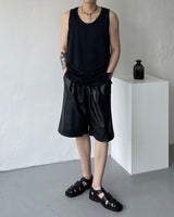 SI レザーバミューダバンディングパンツ / SI Leather Bermuda banding pants