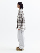 Loose wool check shirts Beige