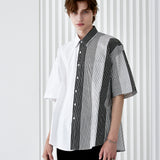 SOLID & MULTI STRIPE HALF SHIRT BLACK (6566874710134)