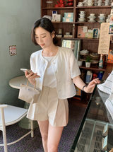 [SHOPPERMADE] アンティークボタン半袖ジャケット