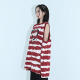 0 4 off shoulder stipe top - RED 