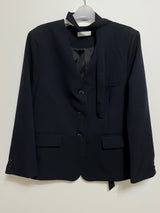 [Tie set] Oversized Collarless Jacket Belt Jacket Loose Fit V-Neck Seasonal Switch Spring Outerwear