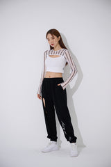 ライン ブラックホール メッシュ クロップ Tシャツ / TOP(9369) Line Black Hole Mesh Crop Tee