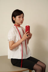 string knit scarf - red