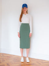 CHECK MIDI SKIRT_GREEN (6580081033334)