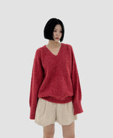 Vネックブラッシュアルパカニット/V-neck brush alpaca knit (2color)