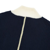 LINE POINT HIGH NECK KNIT ZIP UP [NAVY]