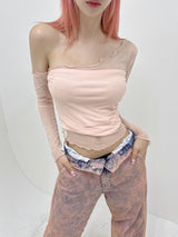 サマーウェーブメッシュトップ/432. Summer wave mesh top (bk, wh, pk)