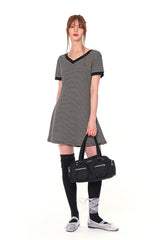V NECK STRIPE OPS (GRAY)