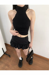 ノースリーブポーラーリブクロップニット