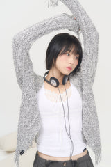 MIX KNIT CARDIGAN (GRAY)