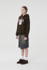 ウィティーバニーブークレワーディングフーディー／WITTY BUNNY BOOKLE WORDING HOODIE [BROWN]