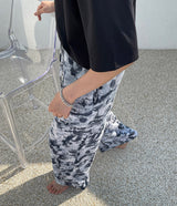 防水タイダイ プリーツ ワイドパンツ / [Made] Waterproof tie die pleats wide pants (2 colors)