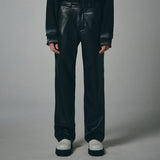 フローラインレザーパンツ / FLOW LINE LEATHER PANTS MEN (BLACK)