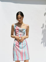 Unbalance draped dress (Print) (6570865459318)